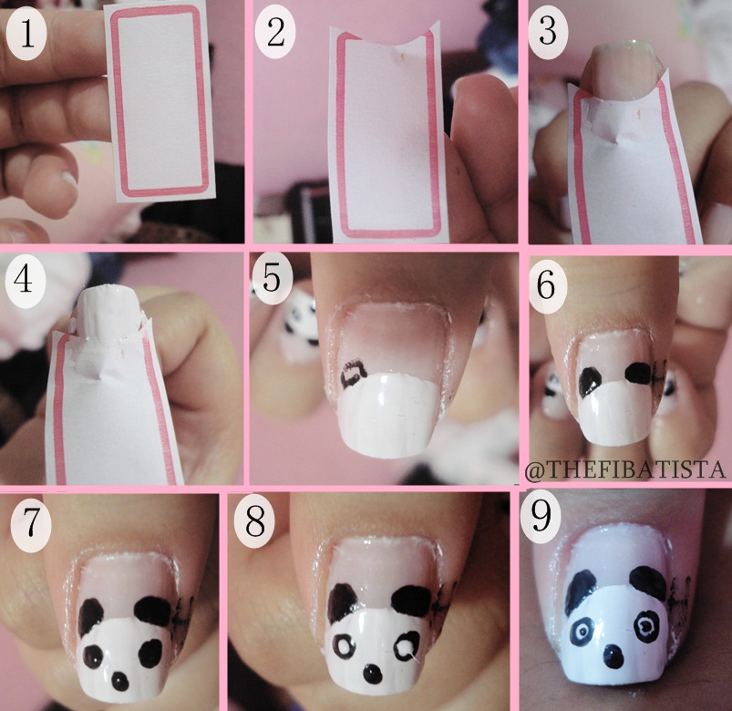 Tutorial simples para decorar unhas com desenho do ursinho panda